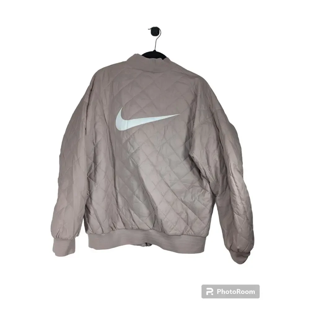 Nike Quilted Loose Fit‎ Reversible Bomber Jacket Womens XL Diffused Taupe Rose